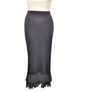 FIGURE Hugging Black Long Ruffles Skirt